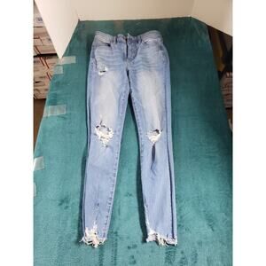 American Eagle Jeans Size 4 Short Womens Blue Stretch Pants High Rise Jegging